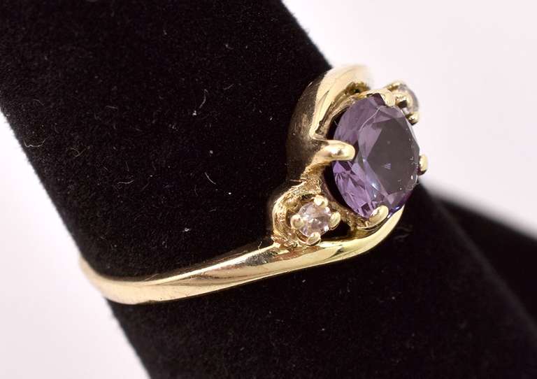 Incredible Color Change Sapphire Ring in Yellow Gold