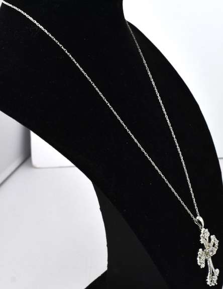 White Crystal Cross Necklace