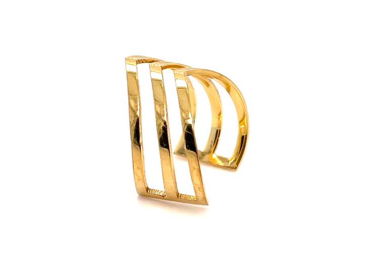 Retro Triple Chevron 14kt Gold Plated Ring