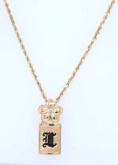 Charming Yellow Gold Engraved Pendant on Chain Necklace