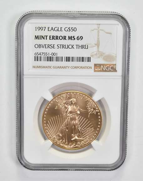 Mint Error MS69 1997 $50 American Gold Eagle OBV Struck Thru NGC