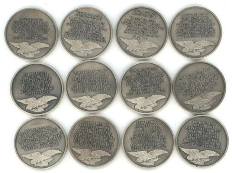12 Diff. Longines Symphonette Heavy Sterling Silver Medallions