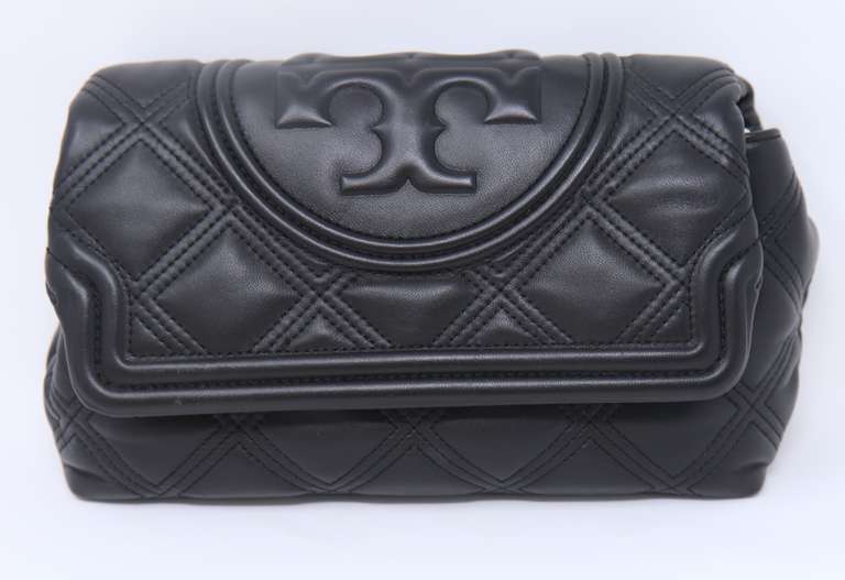 Tory Burch Fleming Black Lambskin Clutch