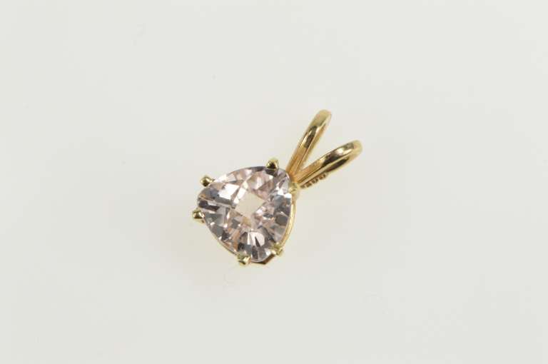 14K Yellow Gold Trillion Solitaire Classic Simple CZ Pendant