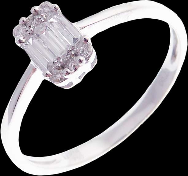 Geometric Diamond Cluster 18k White Gold Ring