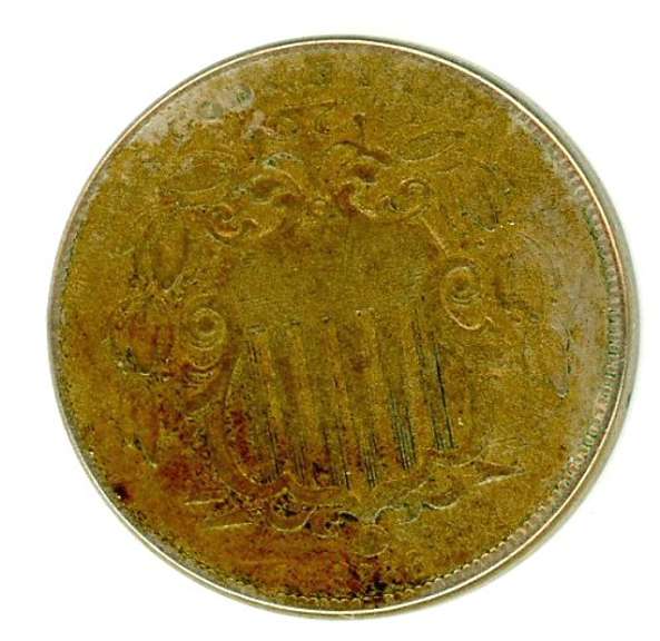 1866 w/Rays Shield Nickel