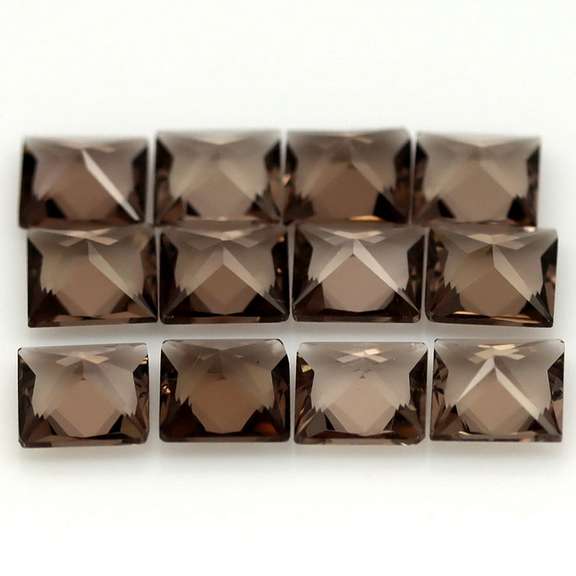 Princess cut! Unheated! 9.71ct Smoky Quartz set