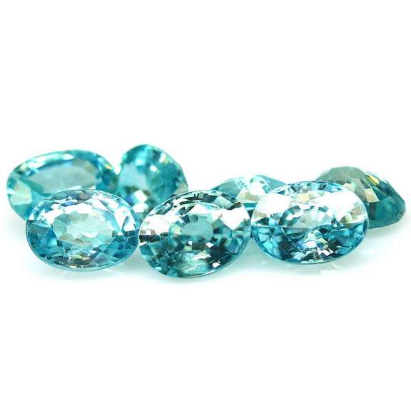 Vibrant blue! 9.70ct 7pc Cambodian Zircon set