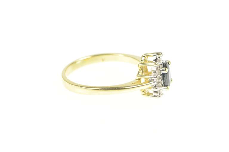 10K Yellow Gold Natural Sapphire Diamond Halo Engagement Ring