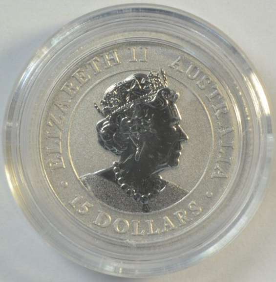 Superb Gem BU pure Platinum $15 Australia Kookaburra in capsule