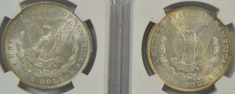 Nearly Gem BU 1886 & 1887 Morgan Silver Dollars. NGC MS64