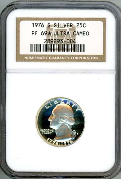 1976-S Silver Proof Washington Quarter in NGC PF69* Ultra Cameo
