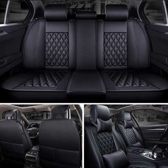 Universal 5 Seats Car Seat Cover PU Leather with Pillow