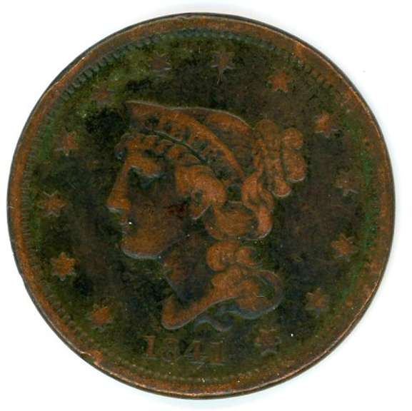 1841 Braided Hair Large Cent