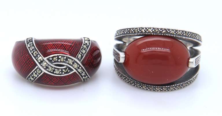 Group Lot of 2 Vintage 925 Sterling Silver Rings