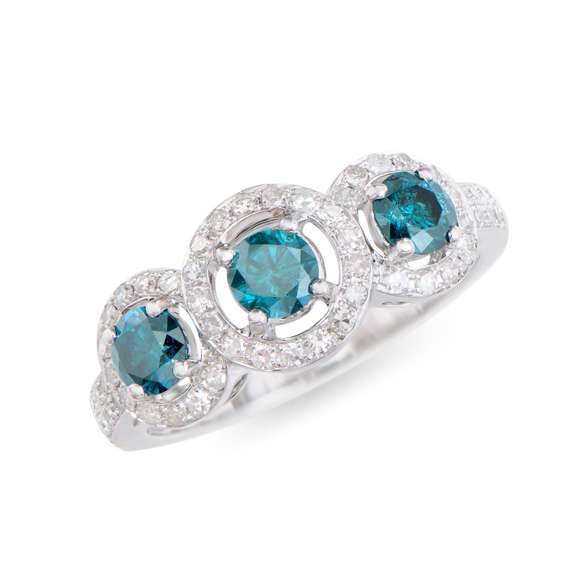 14KT White Gold 1.27ctw Dark Blue Diamond Ring