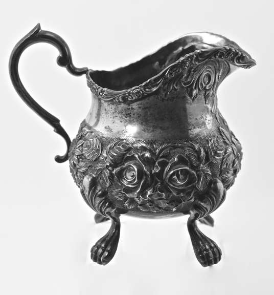 Intricately Hand-Chased Sterling Schofield Creamer and Sugar
