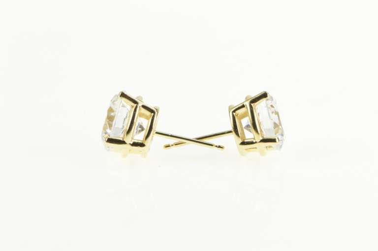 14K Yellow Gold Round Solitaire CZ Classic Statement Stud Earrings