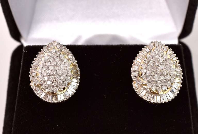 Fantastic At Least 2CTW Diamond Earrings in 14k Yellow Gold