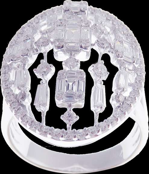 Intricate Diamond Puzzle 18k White Gold Ring