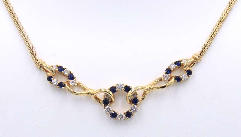Vintage 2ctw Sapphire & Diamond Necklace, 14k