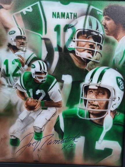 Joe Namath Autographed Framed Hand Painted Canvas Painting ACOA