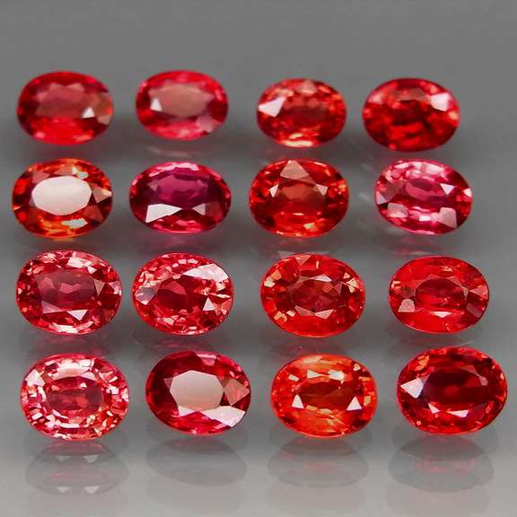 Brightly colored 5.10ct Imperial red Sapphire set