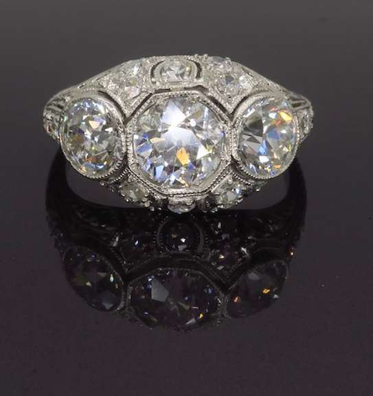 Vintage 2.32CTW Diamond Cocktail Ring made in Platinum