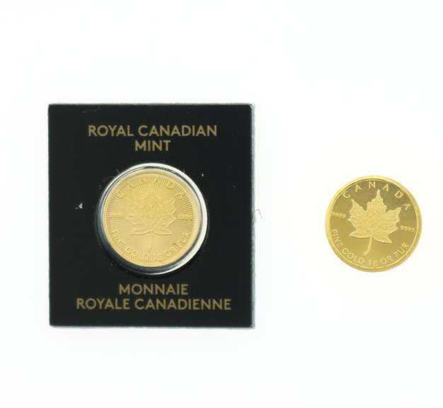 Two .999 Pure Gold Maple Leaf Coins