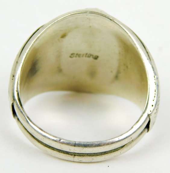 Men's Big Navajo Sterling Turquoise Ring, Size 12.5