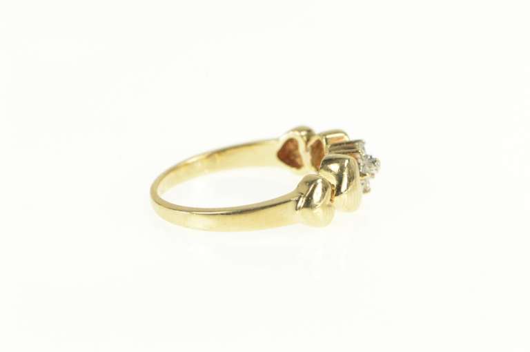 14K Yellow Gold Flower Diamond Cluster Heart Love Promise Ring