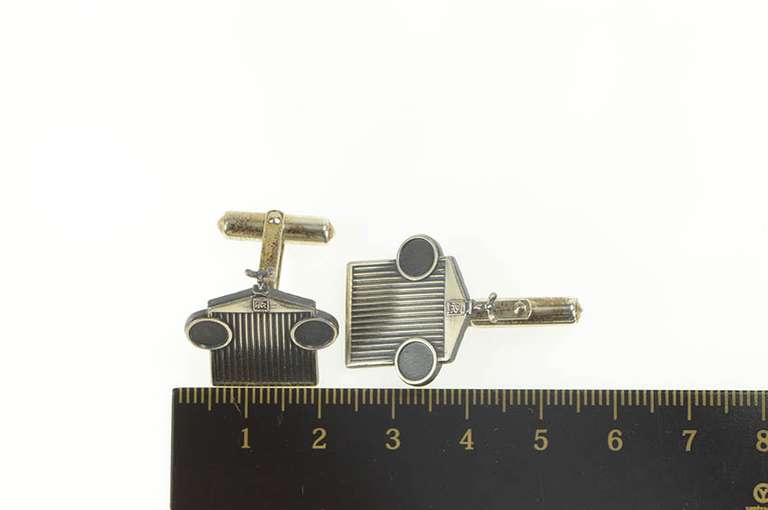 Sterling Silver 1940's Rolls Royce Front Grill Luxury Car Cuff Links