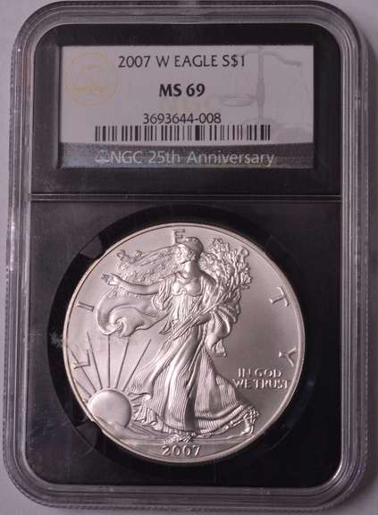 2007-W Burnished Silver Eagle NGC MS69