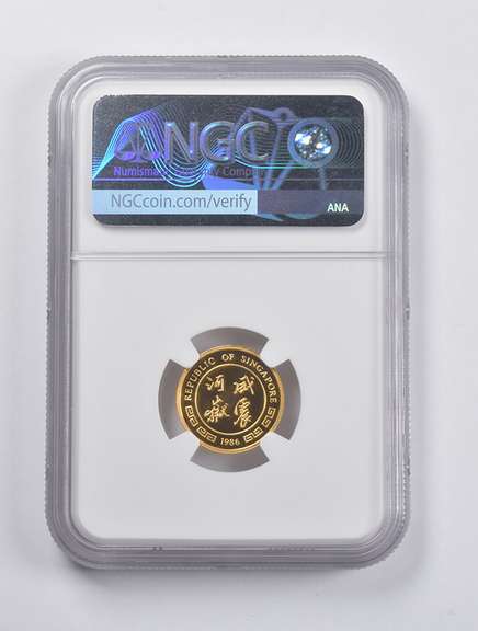 MS69 1986-SM Singapore 10 Singold Lunar Tiger 1/10 Oz .999 Gold NGC