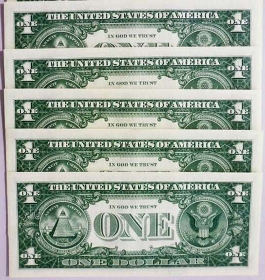 (5)  Superb Crisp 1969C $1 Star Replacement Notes Chicago-Consecutive!