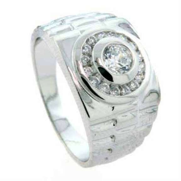 Sterling Silver CZ Men's Designer Inspired Ring