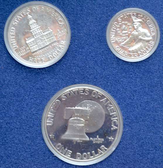 Three 3 Piece Bicentennial Proof Silver Sets