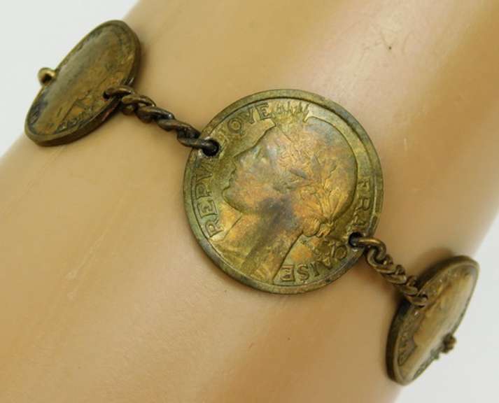 Vintage French Coin Bracelet