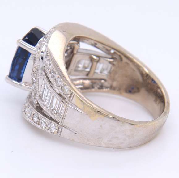 Fabulous Blue Sapphire & 2 CTW Diamond Cocktail Ring