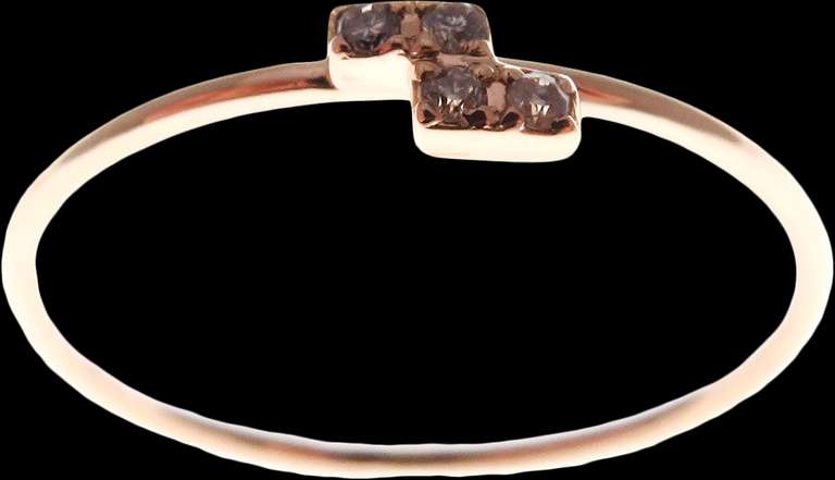 Sliding Double Pair Diamond 18k Rose Gold Ring