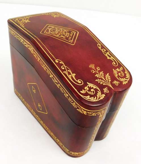 Vintage Italian Leather & Gold Gilt Card Box