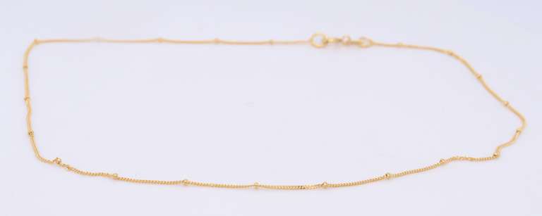 Beautiful 18kt Yellow Gold Bead Station Anklet