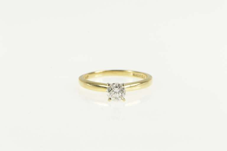 14K Yellow Gold 0.58 Ct Round Diamond Solitaire Engagement Ring
