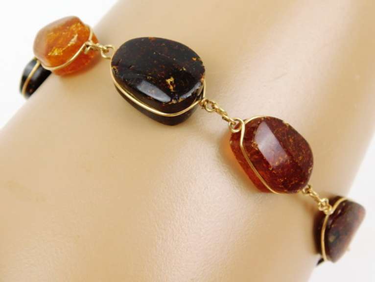 Chunky Amber Bracelet, 8.75 Inches