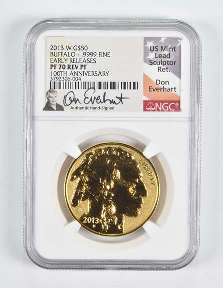 PF70REV 2013-W $50 American Gold Buffalo 1 Oz Gold Signed Everhart NGC