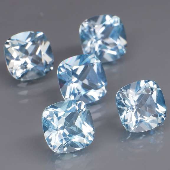 Matched! 5 piece 13.55ct full fire sky blue Topaz set