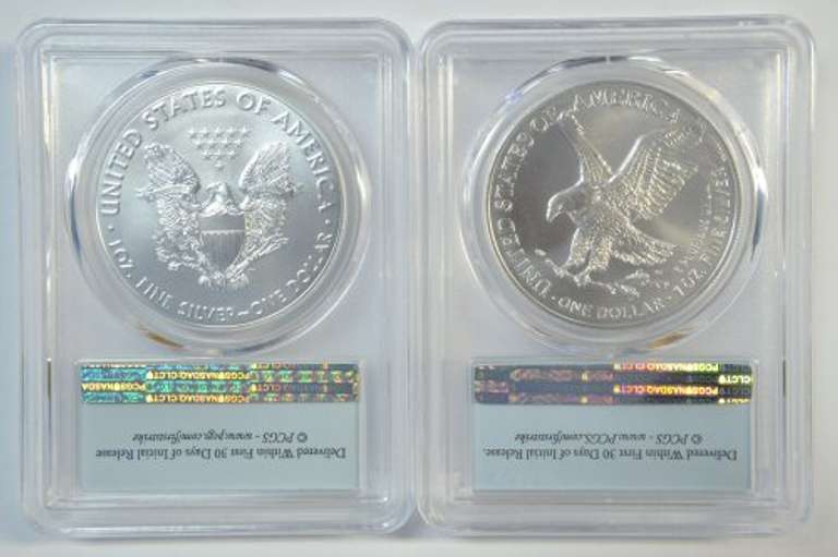 Flawless 2019 & 2022 $1 Silver Eagle First Strike. PCGS MS70