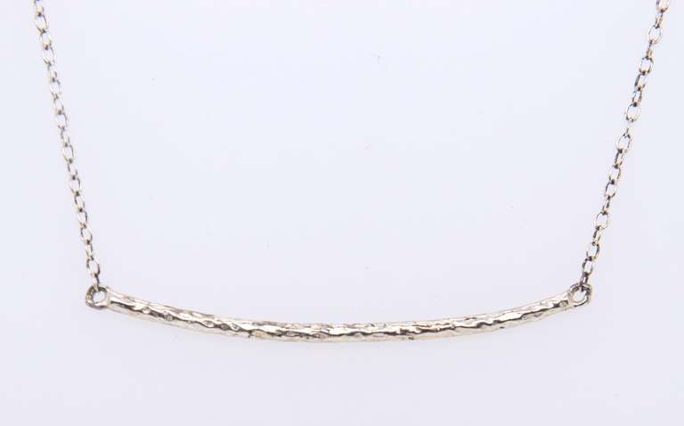 Vintage Sterling Silver Bar Pendant on Chain Necklace