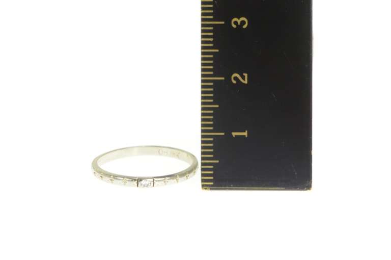 18K White Gold Art Deco Diamond Ornate Etched Wedding Band Ring