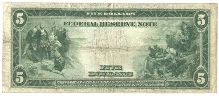 Collectible 1914 Series Large Size $5 Federal Reserve Note (4-D)